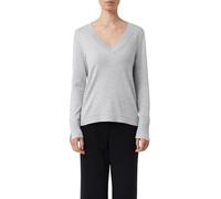 Comma Strickpullover mit V‑Ausschnitt und Rippdetails Damen Grau Größe 36