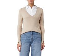 Comma Strickpullover mit V-Ausschnitt und Rippdetails