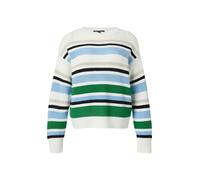 comma Gestreifter Strickpullover im Relaxed Fit mit Rippblende weiß S