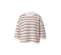 Comma Strickpullover Gestreift Relaxed Fit 3/4-Ärmel Weiß/Mehrfarbig Größe L