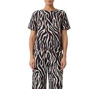 Strukturierte Bluse mit Tunnelzug beige|schwarz 38