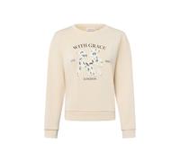 Sweatshirt COMMA, Damen, Gr. 44, beige (ecru), Sweatware, Obermaterial: 49% Polyester, 45% Viskose, 6% Elasthan, unifarben, bedruckt, casual, normal hüftbedeckend, Rundhals, Langarm Bündchen, Sweatshi