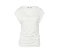 Comma T-Shirt Fließendes Viskose-Top mit femininen Raffdetails Weiß Größe 36