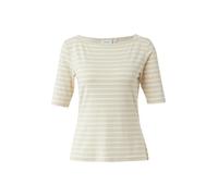 T-Shirt COMMA, Damen, Gr. 42, beige stripes, Single Jersey, Obermaterial: 92% Viskose, 8% Elasthan, gestreift, tailliert hüftbedeckend, U-Boot-Ausschnitt, Shirts T-Shirt, im Streifen-Design (67128855-