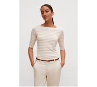 Comma T-Shirt Damen 81G4 Jersey gestreift 100% Baumwolle eckiger Ausschnitt Beige 42