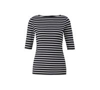 Comma Kurzarmshirt Damen gestreift 100% Baumwolle Slim Fit eckiger Ausschnitt Blau 34