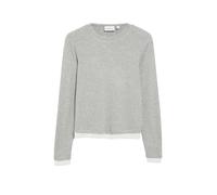 Langarmshirt COMMA, Damen, Gr. 38, grau (silber grau), Single Jersey, Obermaterial: 95% Viskose, 5% Elasthan, meliert, regular fit hüftbedeckend, Rundhals, Lagenoptik, 20_2_7_Shirts Langarmshirt, im D