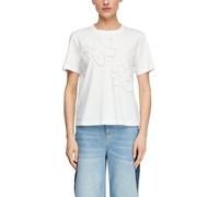 T-Shirt COMMA, Damen, Gr. 38, weiß, Single Jersey, Obermaterial: 100% Baumwolle, bestickt, regular fit normal, Rundhals, gerader Abschluss, Shirts T-Shirt, mit Stickereien, Topseller (49634633-38)