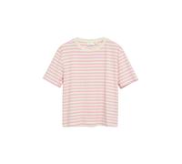Rundhalsshirt COMMA, Damen, Gr. 34, weiß pink, Single Jersey, Obermaterial: 95% Baumwolle, 5% Elasthan, gestreift, normal hüftbedeckend, Rundhals, abgesteppte Kante, Shirts Rundhalsshirt, Sommershirt