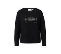 Langarmshirt mit Frontprint und Strassdetails schwarz 40