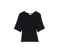 COMMA T-Shirt aus Viskose-Elasthan-Mix mit Smok-Details in Black, Größe 46