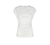 Comma T-Shirt Fließendes Viskose-Top mit femininen Raffdetails Weiß Größe 36