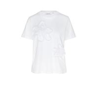 Comma T-Shirt Damen weiß bestickt 100% Baumwolle Regular Fit Rundhals Gr. 42