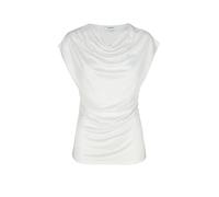 Rundhalsshirt COMMA, Damen, Gr. 46, weiß, Single Jersey, Obermaterial: 100% Viskose, unifarben, tailliert hüftbedeckend, Rundhals, Shirts Rundhalsshirt, Sommershirt - gerafft und aus reiner Viskose (2