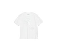 Comma T-Shirt Damen weiß bestickt 100% Baumwolle Regular Fit Rundhals Gr. 42