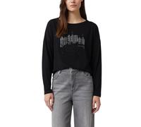 Comma Oversized Longsleeve mit Label-Detail, Frontprint und Strassdetails Schwarz Größe 44