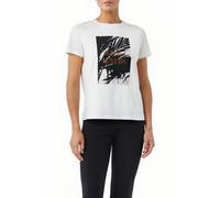 comma T-Shirt mit Motiv-Print und Rundhalsausschnitt in Weiss, Größe 38
