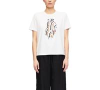 Comma T-Shirt Regular Fit mit Motiv-Print Rundhalsausschnitt Offwhite Größe 38