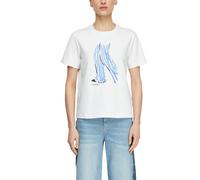 Comma T-Shirt mit Artwork Damen Gr. 38 Weiß Single Jersey, bedruckt, Regular Fit, Rundhals