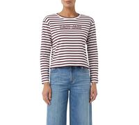 Sweatshirt, Damen, Gr. 46, dk rose stripe, Sweatware, Obermaterial: 95% Baumwolle, 5% Elasthan, COMMA CASUAL IDENTITY, gestreift, casual, bequem taillenbedeckt, Rundhals, Langarm, Sweatshirts, taillen