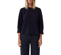 comma Sweatshirt mit geripptem Rundhalsausschnitt in Dunkelblau, Größe 38