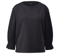 comma Sweatshirt mit geripptem Rundhalsausschnitt in Dunkelblau, Größe 38