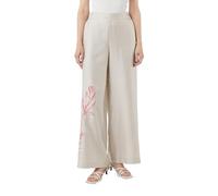 comma Wide-Leg-Hose aus Leinenmix mit Printdetail helles beige 42/REG