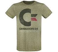 Commodore 64 C64 Logo - Vintage Herren-T-Shirt - grün meliert - Offizieller & Lizenzierter Fanartikel S