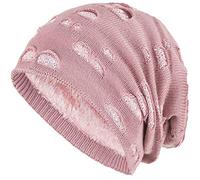 Compagno Mütze Damen Wintermütze mit Pailletten warm gefütterte Beanie Strickmütze Hat Haube Einheitsgröße, Farbe:Rose