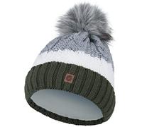 Compagno Wintermütze Mütze Damen Bommelmütze gestreift Strickmütze Winter gefüttert Mädchen Fleece Futter Beanie 102, Farbe:Oliv