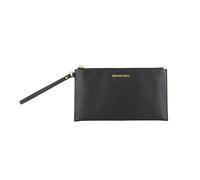 Michael Kors Jet Set Reise-Armband aus genarbtem Leder, groß, mit Reißverschluss oben, Schwarz, Schwarz