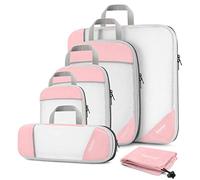 Compression Packing Cube 6-teilig, Gonex Robust & Langlebig Verpackungswürfel, Packtaschen, Kleidertasche, Koffer Organizer, Aufbewahrungstasche, Rosa