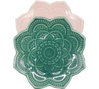 COMPUKAS 2 Stück Mandala Schmuckschalen aus Keramik Dekorative Schmuckablage in Grüner Farbe zur Schmuckorganisation und Geschenk für Mutter und Schwestern