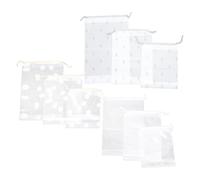 COMPUKAS 9 Stück Durchsichtige Tasche aus Pe mit Kordelzug zum Organisieren von Kosmetik und Socken Leicht und Modisch für Spa und Fitnessstudio Geeignet