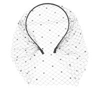 COMPUKAS Elegantes Damen Stirnband mit Schleier und Strassbesatz aus Tüll Zarter Brautschleier für Hochzeit Ball und Party als Festliches Haaraccessoire