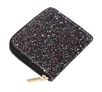 COMPUKAS Tragbare Kleiner Geldbörse Damen Mit Reißverschluss Und Pailletten Kreative Münz Und Schlüsselbörse Für Ausflüge Und Shopping Silber