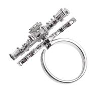 COMPUKAS Verstellbarer mit Zirkon Silberner Zweilagiger aus Kupfer Schneeflockenring Eleganter Schmuck Damenring für Tägliche Mode und Selfie Dekoration