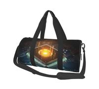 Computerprozessor mit magischem Licht bedrucktem Segeltuch, Reisetasche, Sporttasche mit großer Kapazität für Wochenende, Geschäftsreisen, Schwarz , Einheitsgröße