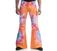 COMYCOM 70er Batik Schlaghose Star Rainbow orange 32/32