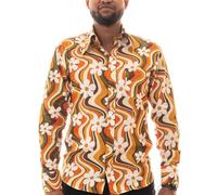 COMYCOM Herren 70er Langarm Hemd Flower Lines