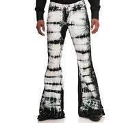 Comycom Schwarz weiß gebatikte Hippie Schlaghose, Schwarz Weiß, 36W / 34L