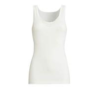 con-ta Achselhemd, klassisches Top mit Spitze für Damen, warme Unterwäsche aus Angora und Baumwolle, Bequeme Damenwäsche, Unterhemd in Wollweiß, Größe: 42