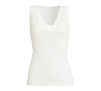 con-ta Achselhemd, Unterhemd mit Spitze für Damen, klassisches Top aus Wolle und Modal, bequemes Trägertop, weiche Unterwäsche, in Wollweiß & Schwarz, Größe: 38-52
