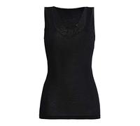 con-ta Achselhemd, Unterhemd mit Spitze für Damen, klassisches Top aus Wolle und Modal, bequemes Trägertop, weiche Unterwäsche, in Schwarz, Größe: 40
