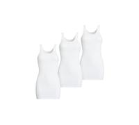 con-ta Conta Achselhemd lang, Top mit Spitze für Damen, Unterhemd in Feinripp, Trägertop aus Baumwolle, weiß | 3er Pack, Gr.: 38/S