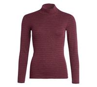 Conta Thermo Langarm Shirt mit Stehkragen, geringeltes Damenshirt mit natürlicher Baumwolle, wärmeisolierende Unterwäsche, Damenbekleidung, Bordeaux Geringelt, Größe: 40/M
