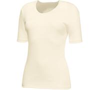 con-ta Kurzarm Shirt, warmes Basic für Damen, aus weichem Angora und Baumwolle, klassisches T-Shirt, dezentes Oberteil, in Wollweiß, Größe: 40