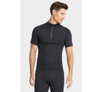 con-ta Thermo Kurzarm Shirt mit Zipper für Herren, wärmendes T-Shirt aus natürlicher Baumwolle, bequemes Basic, Herrenbekleidung, Größe: M - 4XL