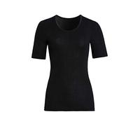 con-ta Kurzarm Shirt, dezentes Basic Oberteil für Damen, mit rundem Halsausschnitt, aus weicher Wolle und Seide, in Wollweiß & Schwarz, Größe: 38-52