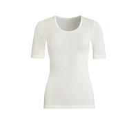 con-ta Kurzarm Shirt, dezentes Basic Oberteil für Damen, mit rundem Halsausschnitt, aus weicher Wolle und Seide, in Wollweiß & Schwarz, Größe: 38-52